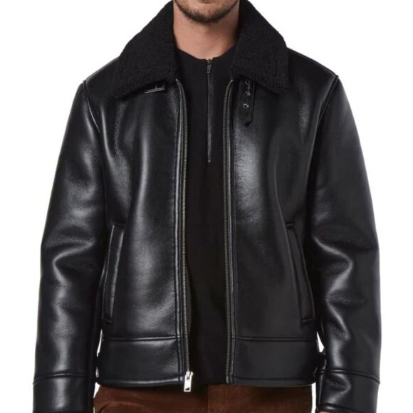 NEW ANDREW MARC Cadman Aviator Jacket in black for men 1025 8m4 - Picture 3 of 8